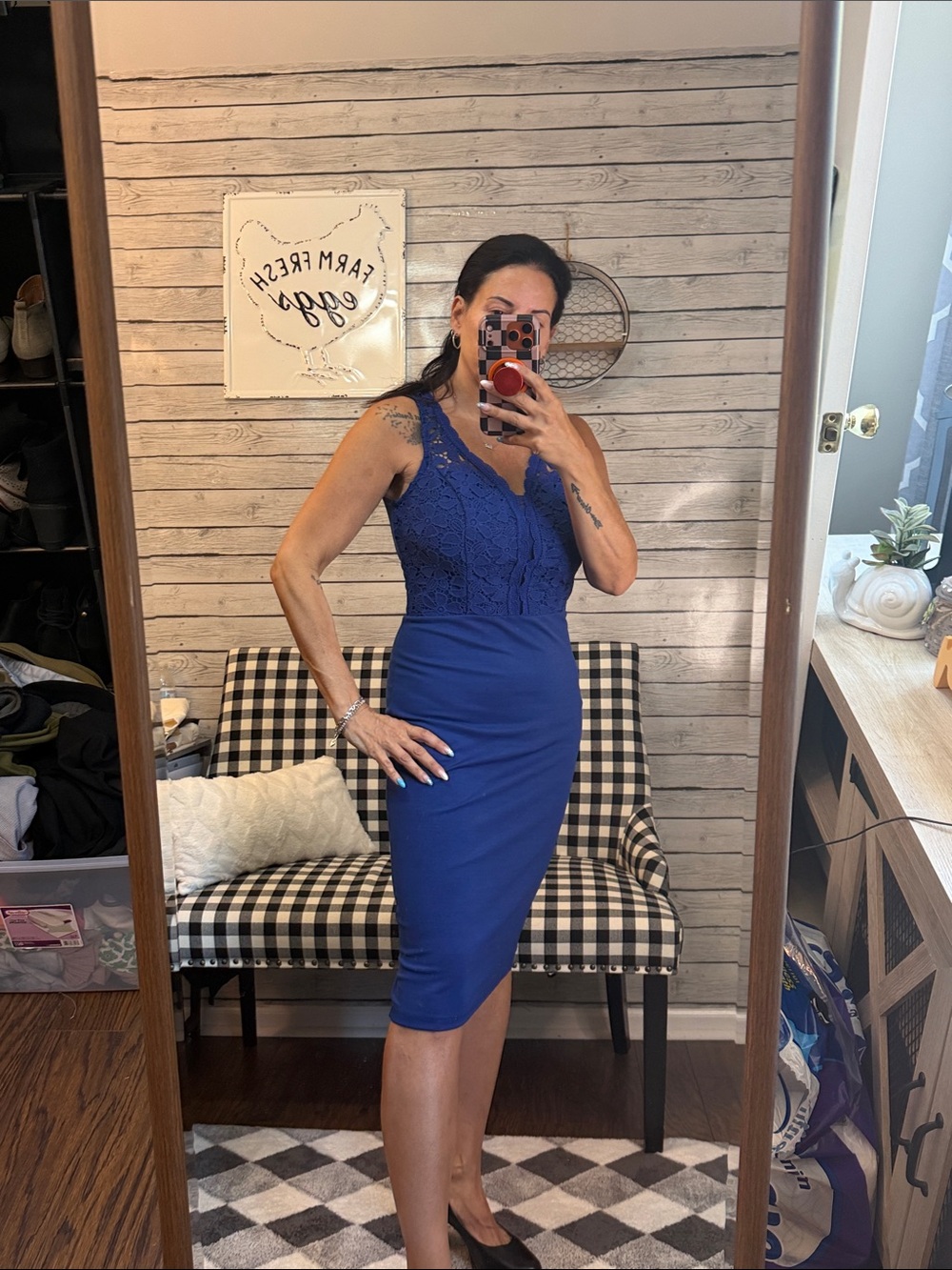 Elegant Royal Blue Lace Sheath Dress